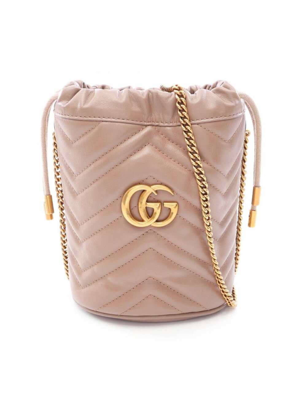 Gucci Shoulder Bag GG Marmont Mini Greige Leather